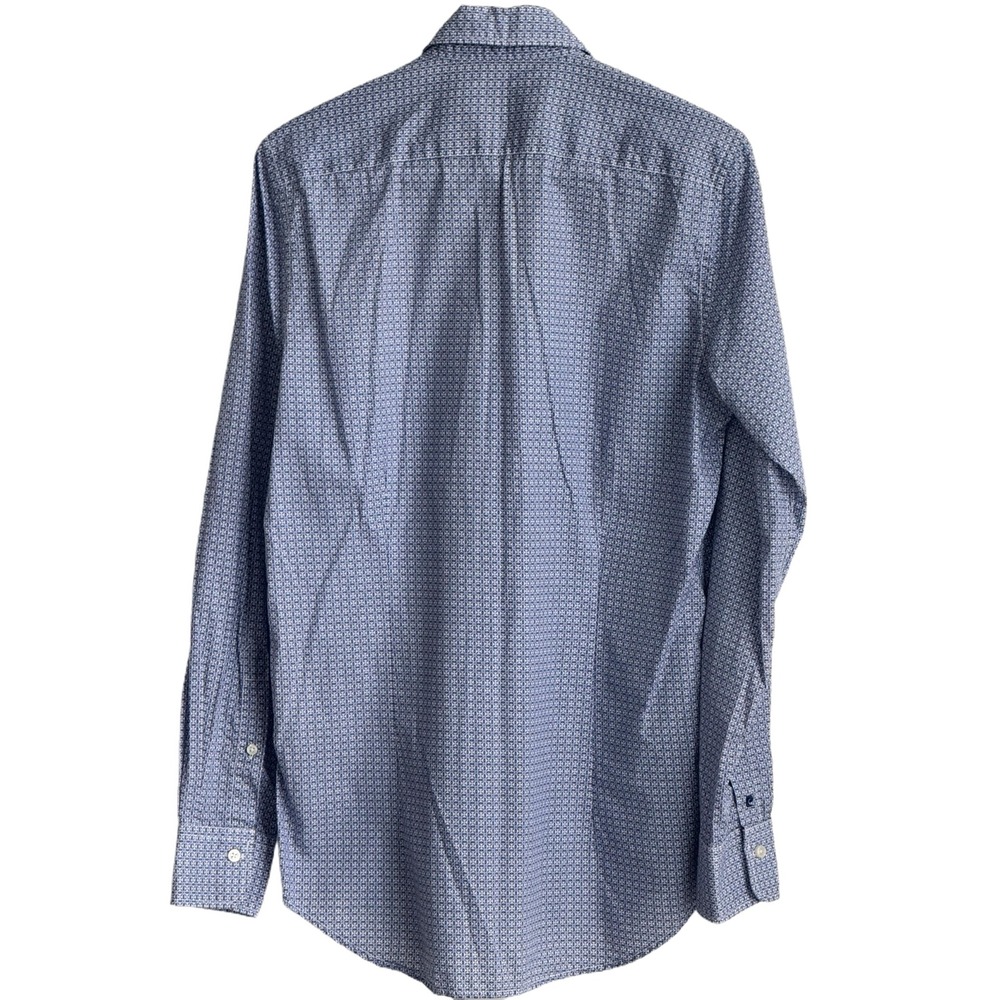 Pierre Cardin Mens Slim Fit Long Sleeve Dress Shirt Size 40 (M) Blue Pattern - Picture 2 of 16